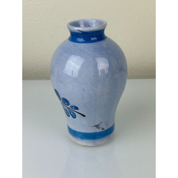 Tonala Made in Mexico Blue Bird Pottery Vase Home Decor Hand Painted 6.25" - Picture 5 of 14
